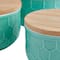 Mint Green Ceramic Bowls with Bamboo Lids Set